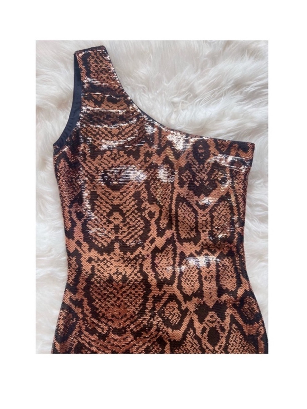 New! Balenciaga Snakeskin Print Sequin One-Shoulder Bodycon Mini Dress FR 36 - Picture 10 of 13